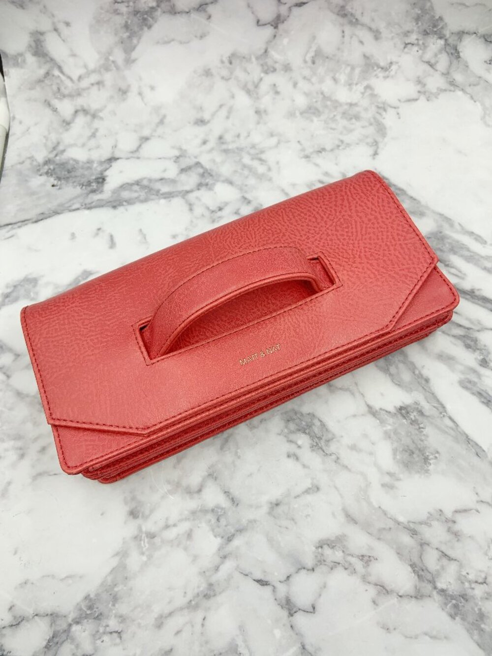 MATT & NAT Vegan ABIKO Clutch - Coral Pink, like new no tags